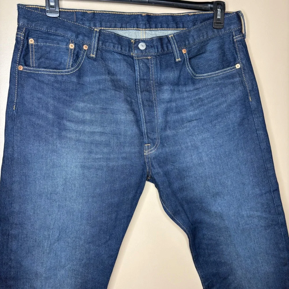 Levis 501 Button Fly Original Fit Mens Dark Wash Jeans W40 L30 Classic Workwear